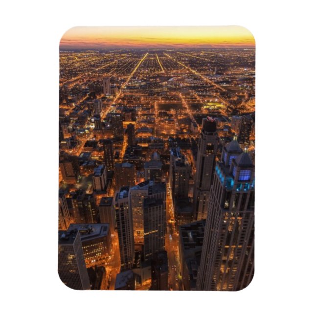 Chicago downtown at sunset magnet (Vertical)