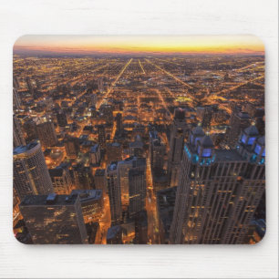 Chicago downtown at sunset mouse mat