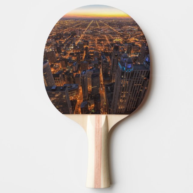 Chicago downtown at sunset ping pong paddle (Front)