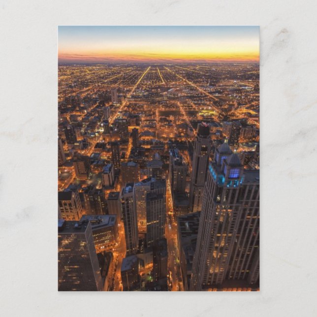 Chicago downtown at sunset postcard (Front)