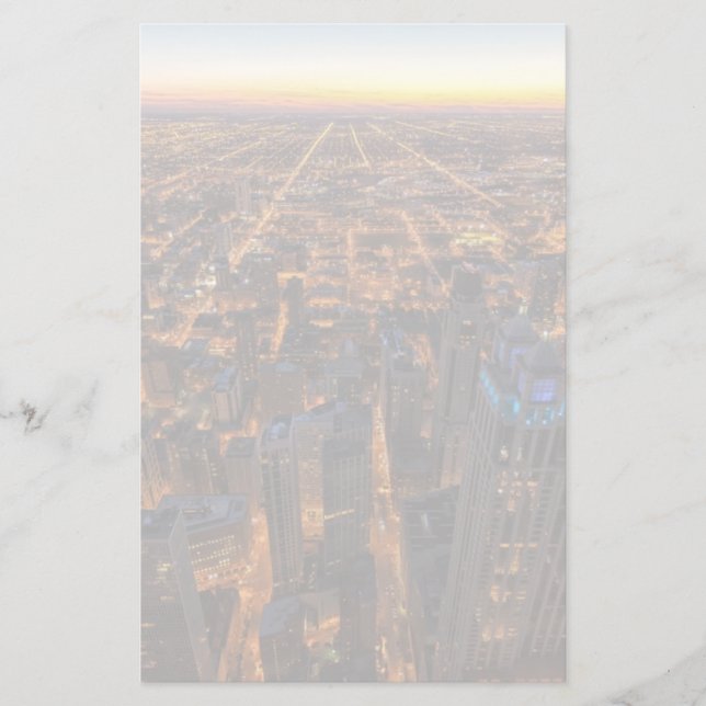 Chicago downtown at sunset stationery (Front)