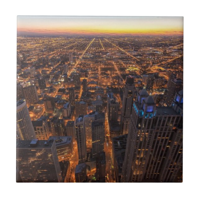 Chicago downtown at sunset tile (Front)