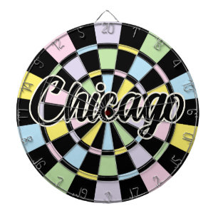 Chicago editable text Black And Pastel Colours Dartboard