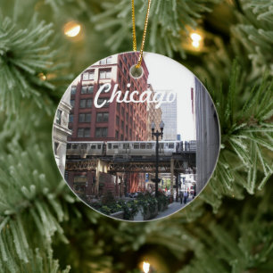 Chicago Elevated Loop Train Holiday Ceramic Tree Decoration