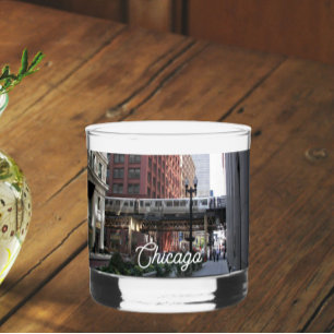 Chicago Elevated Loop Train Whiskey Glass