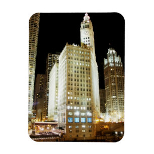 Chicago famous landmark at night magnet
