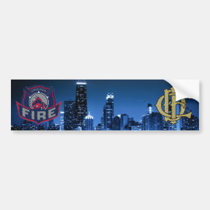 Chicago Fire With Skyline Bumper Sticker