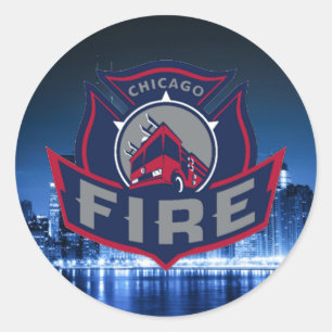 Chicago Fire With Skyline Classic Round Sticker
