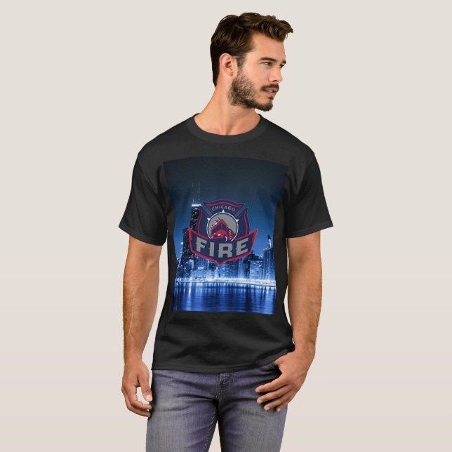 Chicago Fire With Skyline T-Shirt (Front Full)