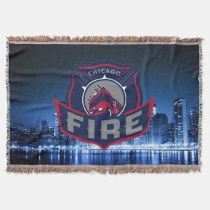 Chicago Fire With Skyline Throw Blanket