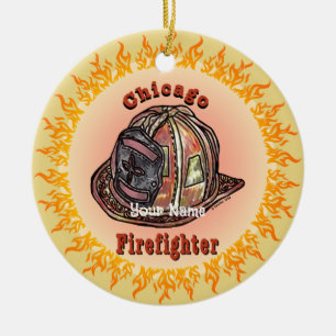 Chicago  Firefighter  Ceramic Tree Decoration
