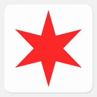 Chicago Flag 6-Pointed Star Square Sticker