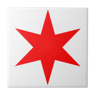 Chicago Flag 6-Pointed Star Tile