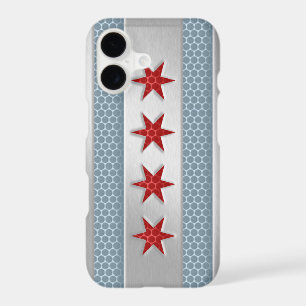 Chicago Flag Brushed Metal