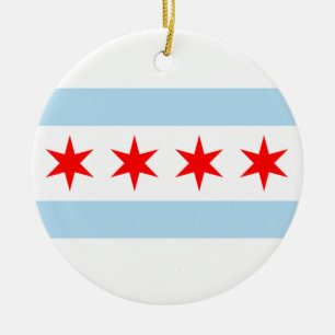 Chicago Flag Ceramic Tree Decoration