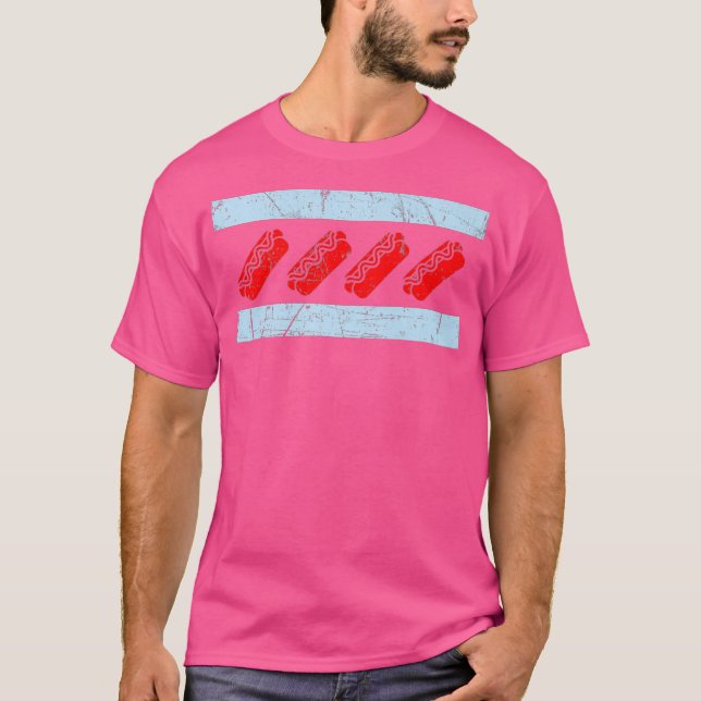 Chicago Flag Chicago Style Hot Dog Funny Premium T-Shirt (Front)