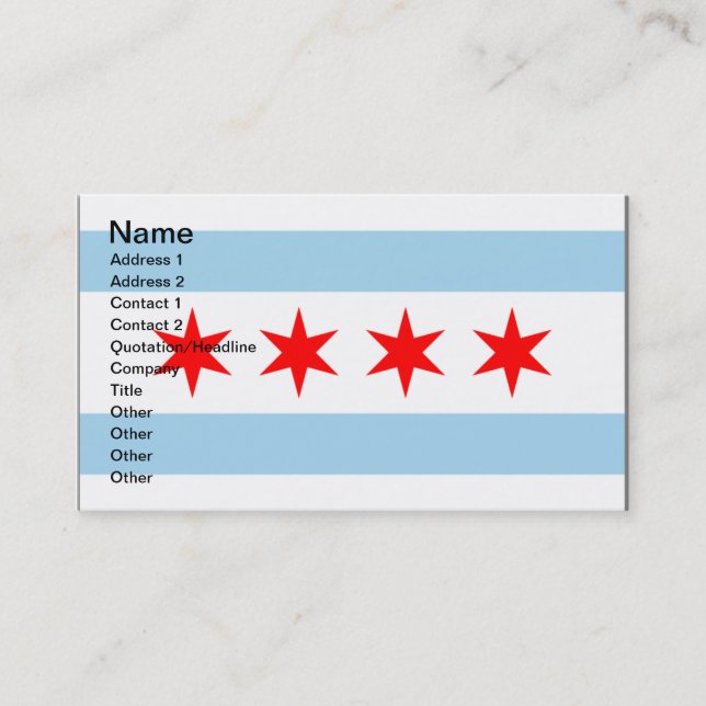 Chicago Flag customisable business calling cards (Front)