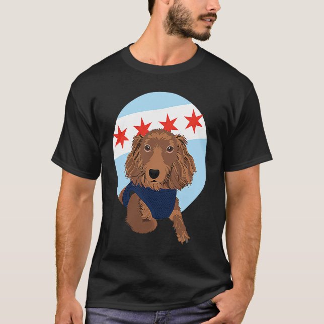 Chicago Flag Dachshund  1 T-Shirt (Front)