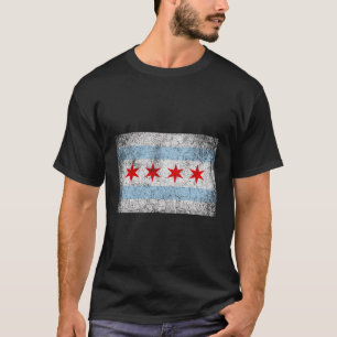 Chicago Flag Distressed Vintage Style Pride Men Wo T-Shirt