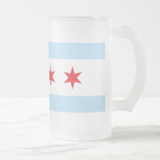 Chicago Flag Frosted Beer Mug