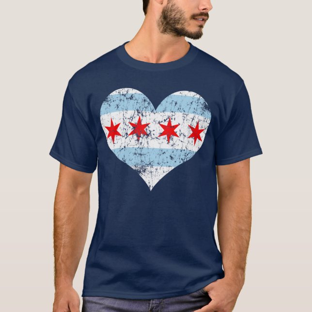 Chicago Flag Heart t shirt (Front)