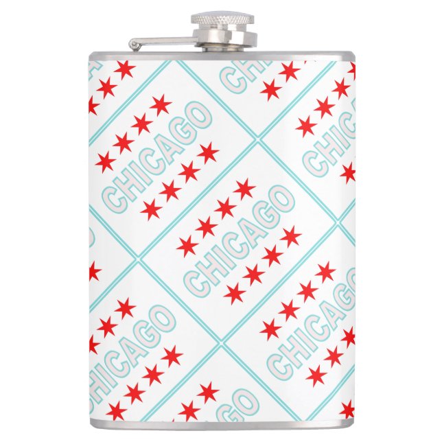 Chicago Flag Hip Flask (Front)