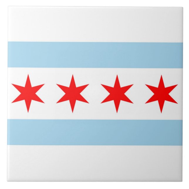 Chicago Flag Illinois State Tile (Front)