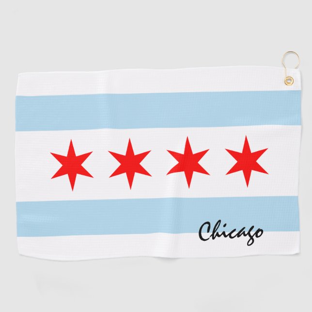 Chicago Flag & Illinois State USA golf /sport fans Towel (Horizontal)