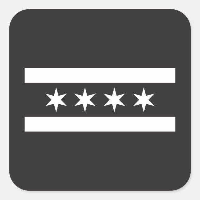 Chicago Flag in Black & White Square Sticker (Front)