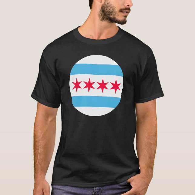 Chicago Flag Inspired Retro City Pride Design T-Shirt (Front)