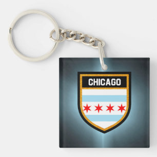 Chicago Flag Key Ring