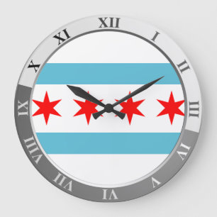 Chicago flag Large Clock