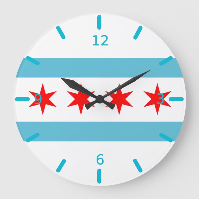 Chicago flag Large Clock (Front)
