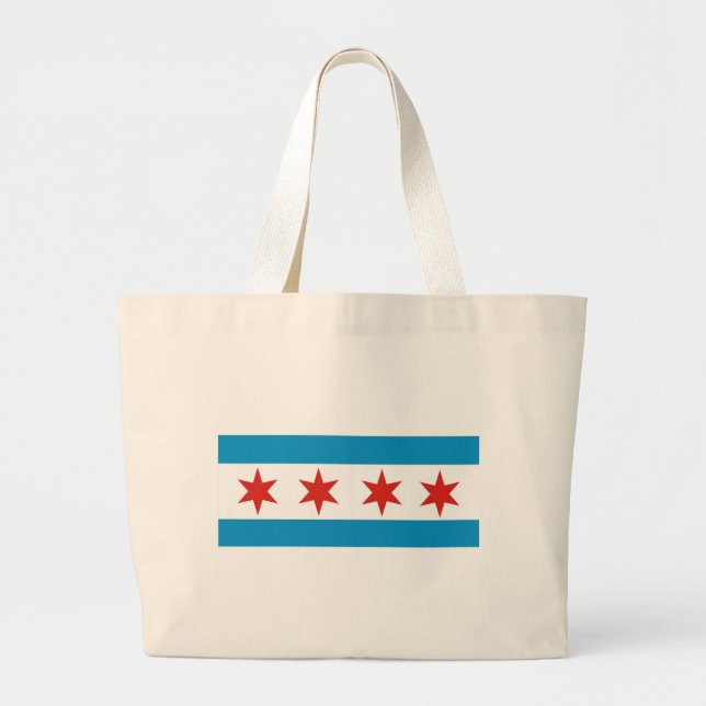 chicago flag large tote bag (Front)