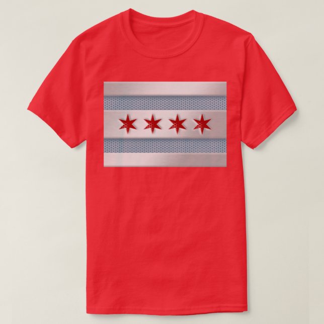 Chicago Flag Metal Look T-Shirt (Design Front)