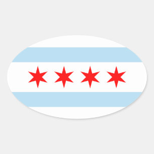 Chicago Flag Oval Sticker