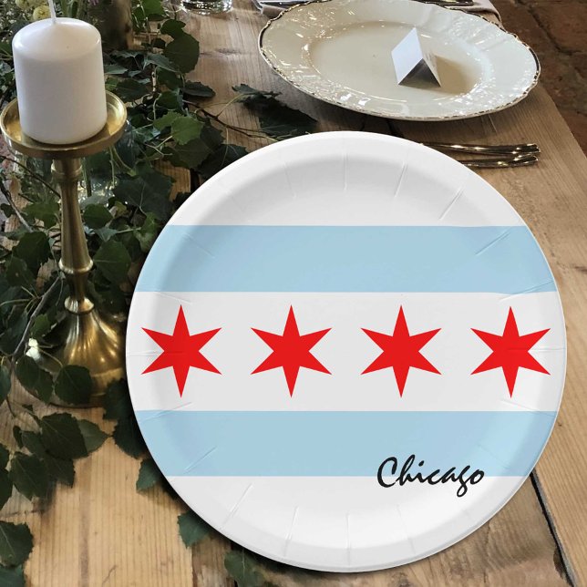 Chicago Flag plates, party, sports, Chicago Paper Plate (Creator Uploaded)
