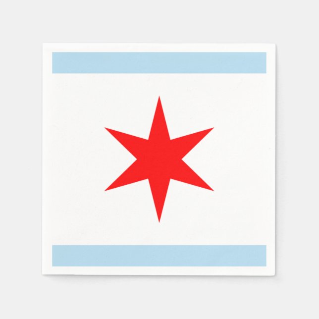 Chicago Flag Red Star Blue Stripes City of Chicago Napkin (Front)