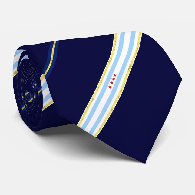 Chicago flag-seal neck tie (Rolled)