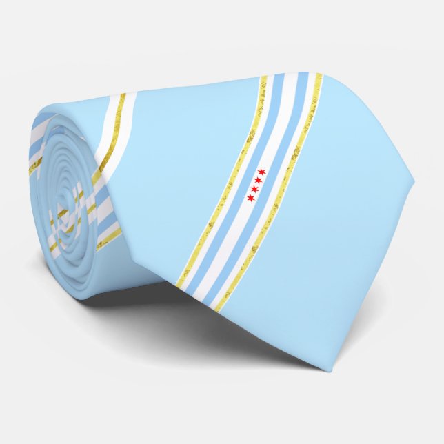 Chicago flag-seal neck tie (Rolled)
