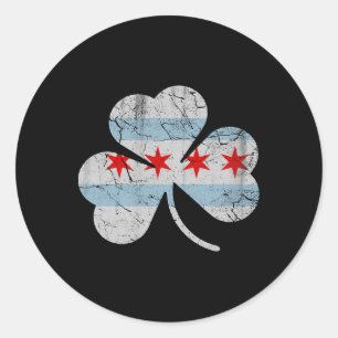 Chicago Flag Shamrock Irish St Patricks Day Couple Classic Round Sticker