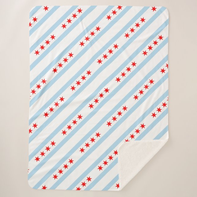 Chicago flag sherpa blanket (Front)