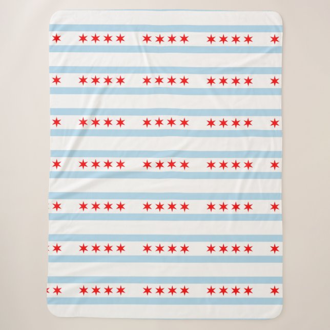Chicago flag sherpa blanket (Front)