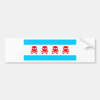 Chicago Flag Skulls Stuff Bumper Sticker