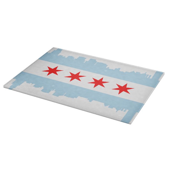 Chicago Flag Skyline Cutting Board (Corner)