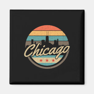 Chicago Flag Skyline Vintage Illinois Usa Souvenir Magnet