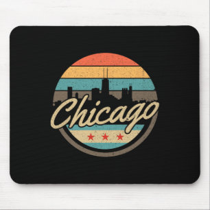 Chicago Flag Skyline Vintage Illinois Usa Souvenir Mouse Mat