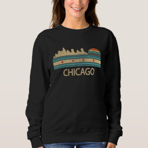 Chicago Flag Skyline Vintage Retro Illinois IL Cit Sweatshirt