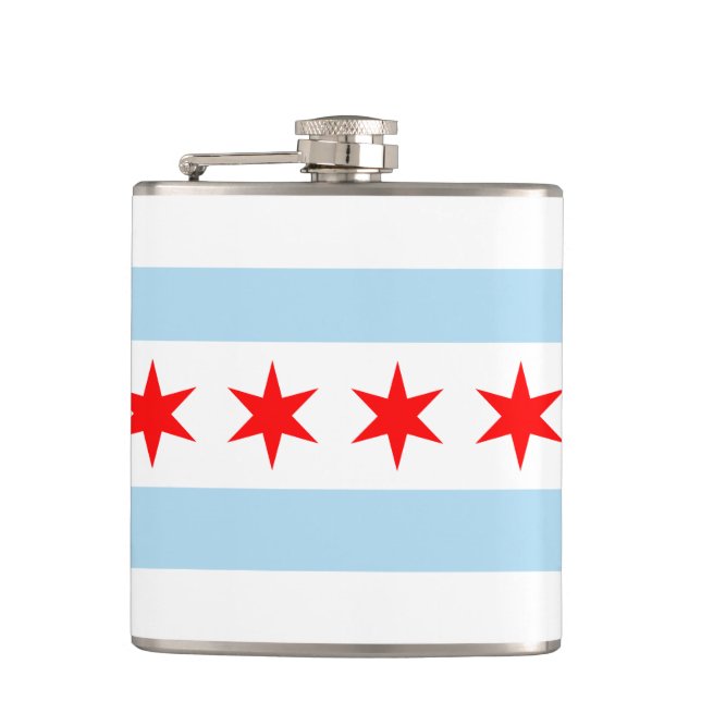 Chicago Flag Souvenir Hip Flask (Front)