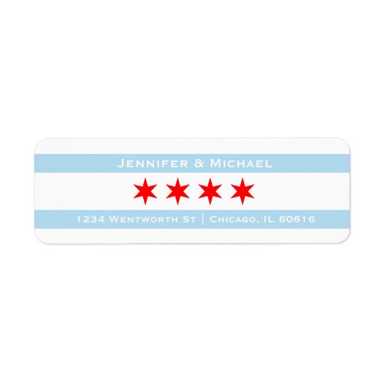 Chicago Flag Template | Red Stars | Blue Stripes Return Address Label
